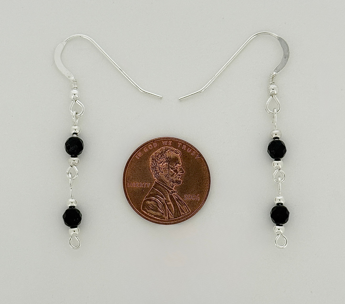Black Onyx Earrings, Loop-links, Faceted