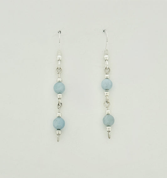 Blue Lace Agate Earrings, Loop-links