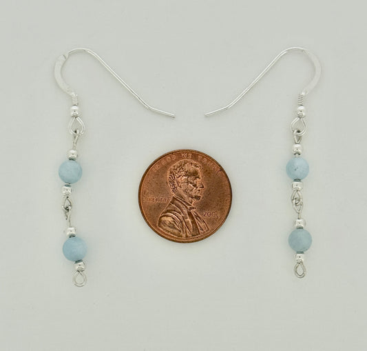 Blue Lace Agate Earrings, Loop-links