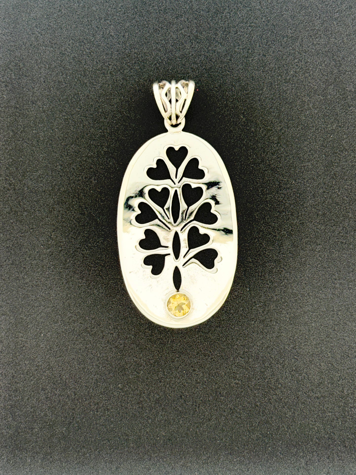 Citrine Pendant, Tree with Faceted Stone