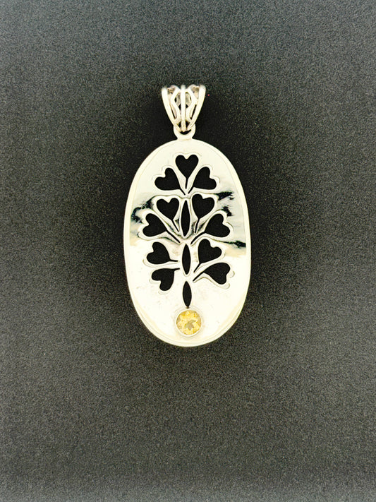 Citrine Pendant, Tree with Faceted Stone