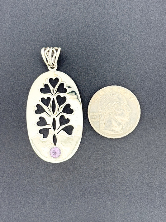 Amethyst Pendant, Tree with Faceted Stone