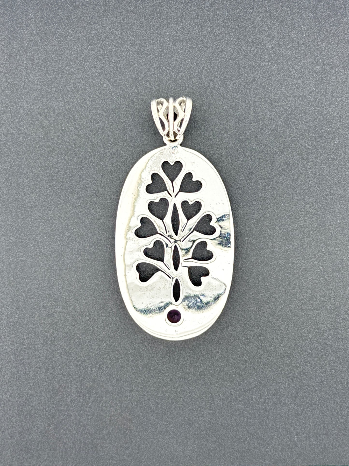 Amethyst Pendant, Tree with Faceted Stone