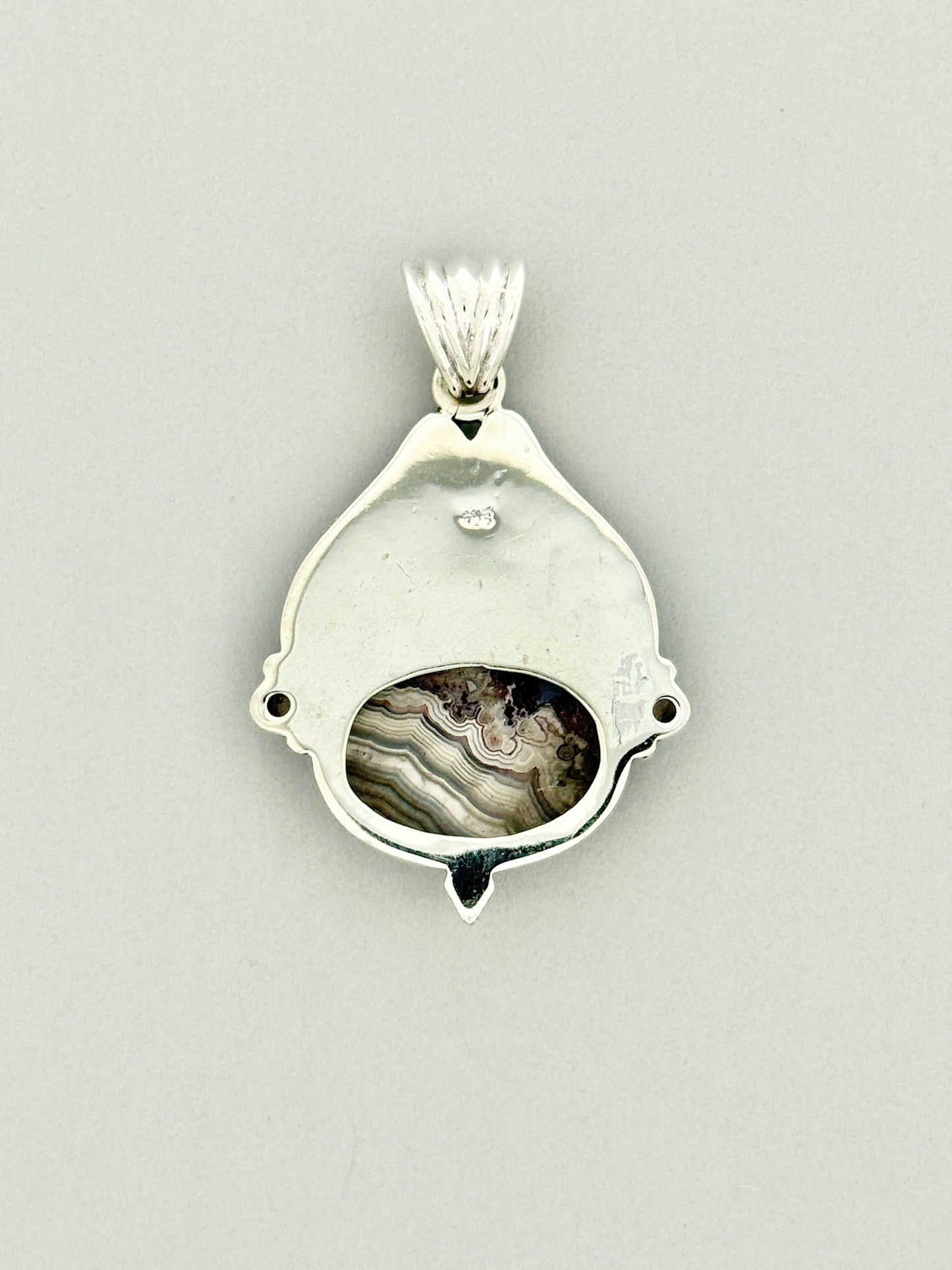 Laguna Lace Agate Pendant with Faceted Smokey Quartz