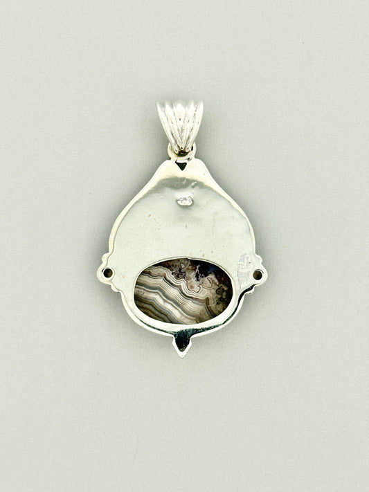 Laguna Lace Agate Pendant with Faceted Smokey Quartz