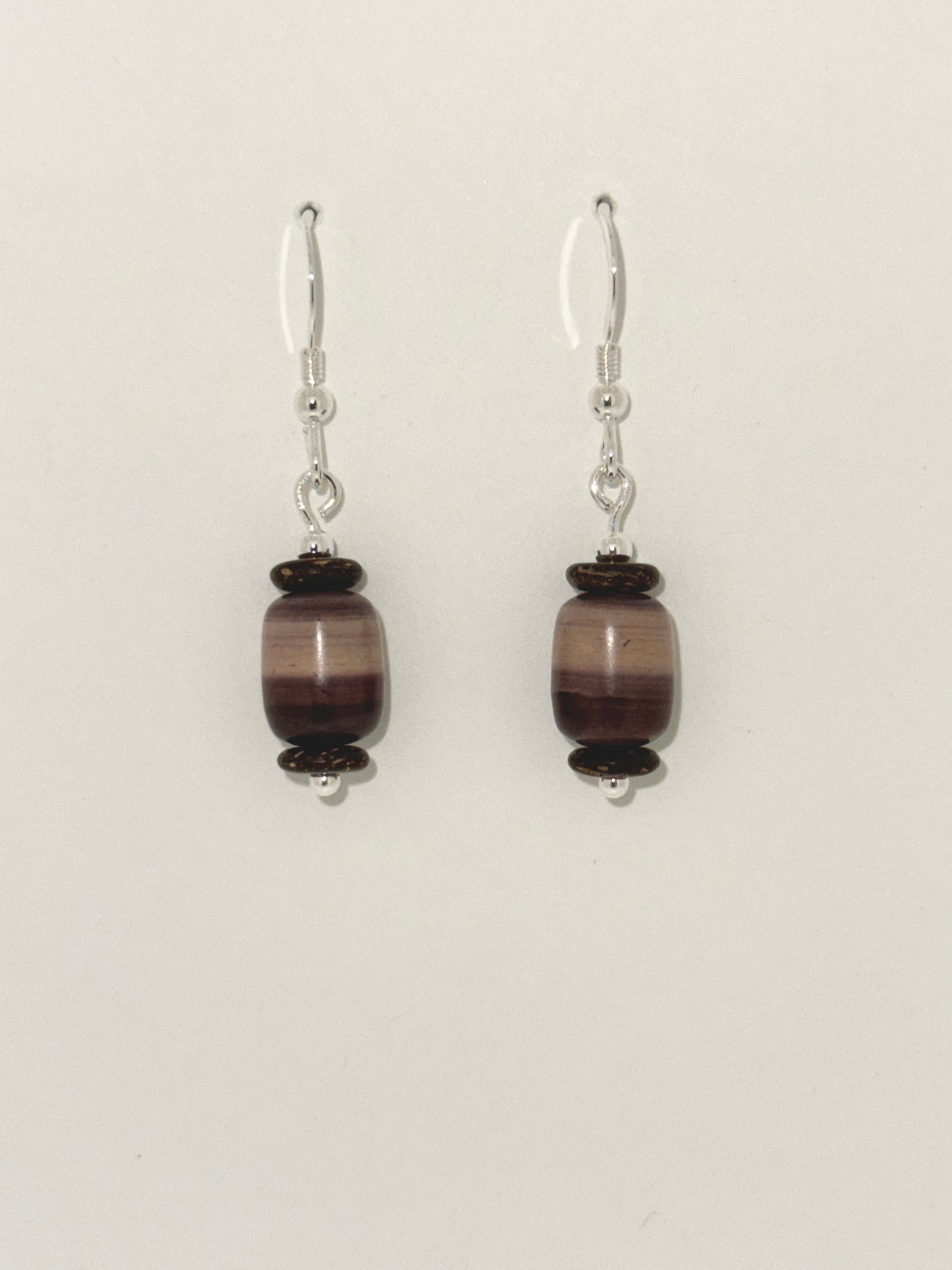 Zebra Rock Earrings with Wood