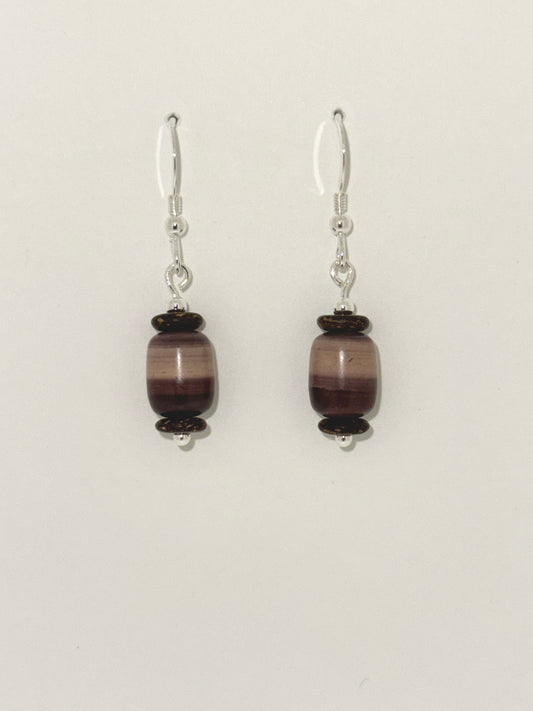 Zebra Rock Earrings with Wood