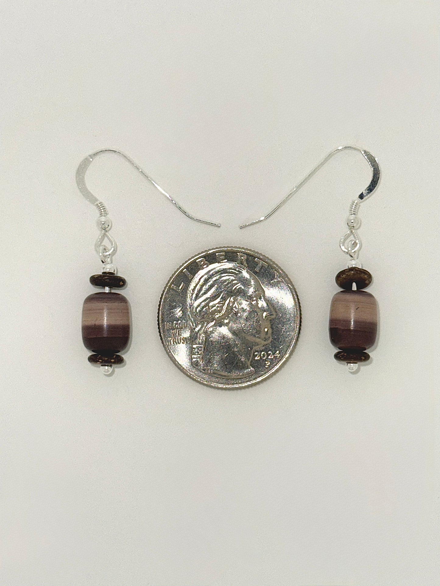Zebra Rock Earrings with Wood
