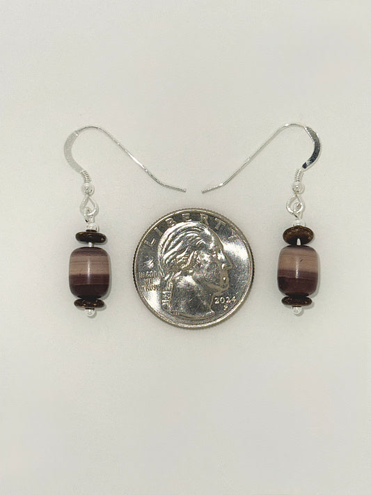 Zebra Rock Earrings with Wood
