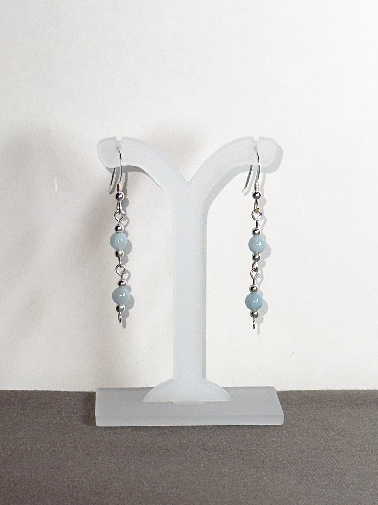 Blue Lace Agate Earrings, Loop-links