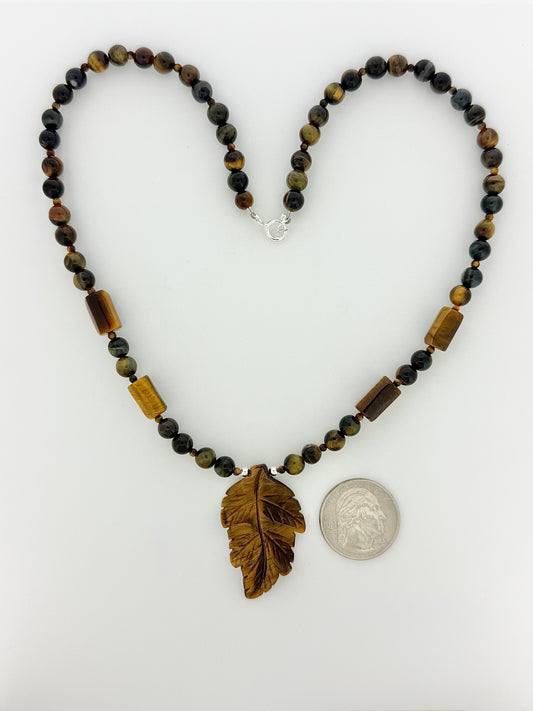 Tigereye Necklace, Leaf