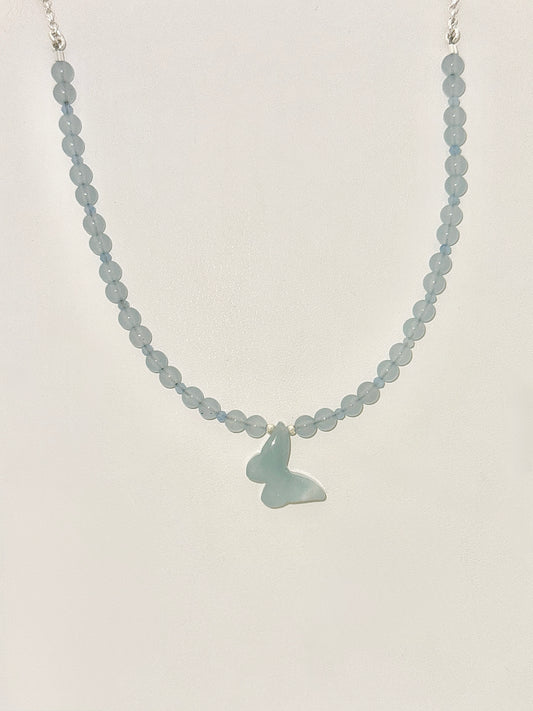 Aquamarine Necklace, Butterfly
