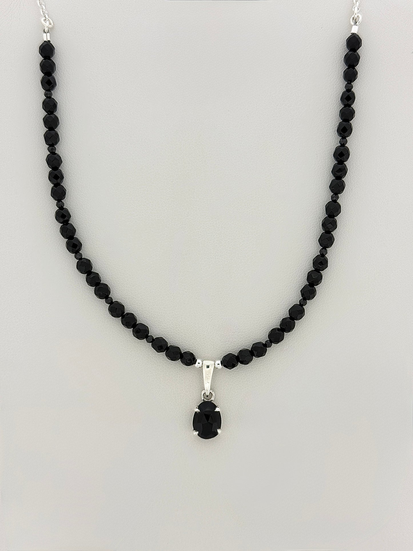 Black Onyx Necklace, Faceted