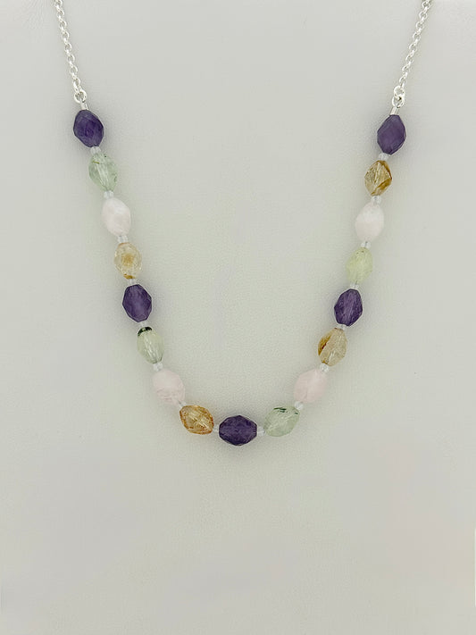 Multistone Necklace with Faceted Gemstones