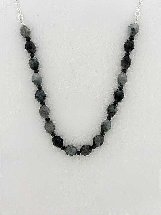 Hawkeye Jasper Necklace with Faceted Stones