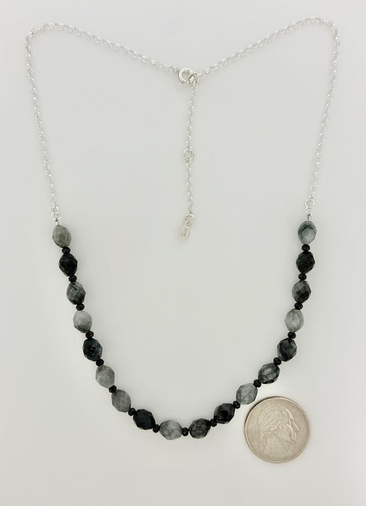 Hawkeye Jasper Necklace with Faceted Stones