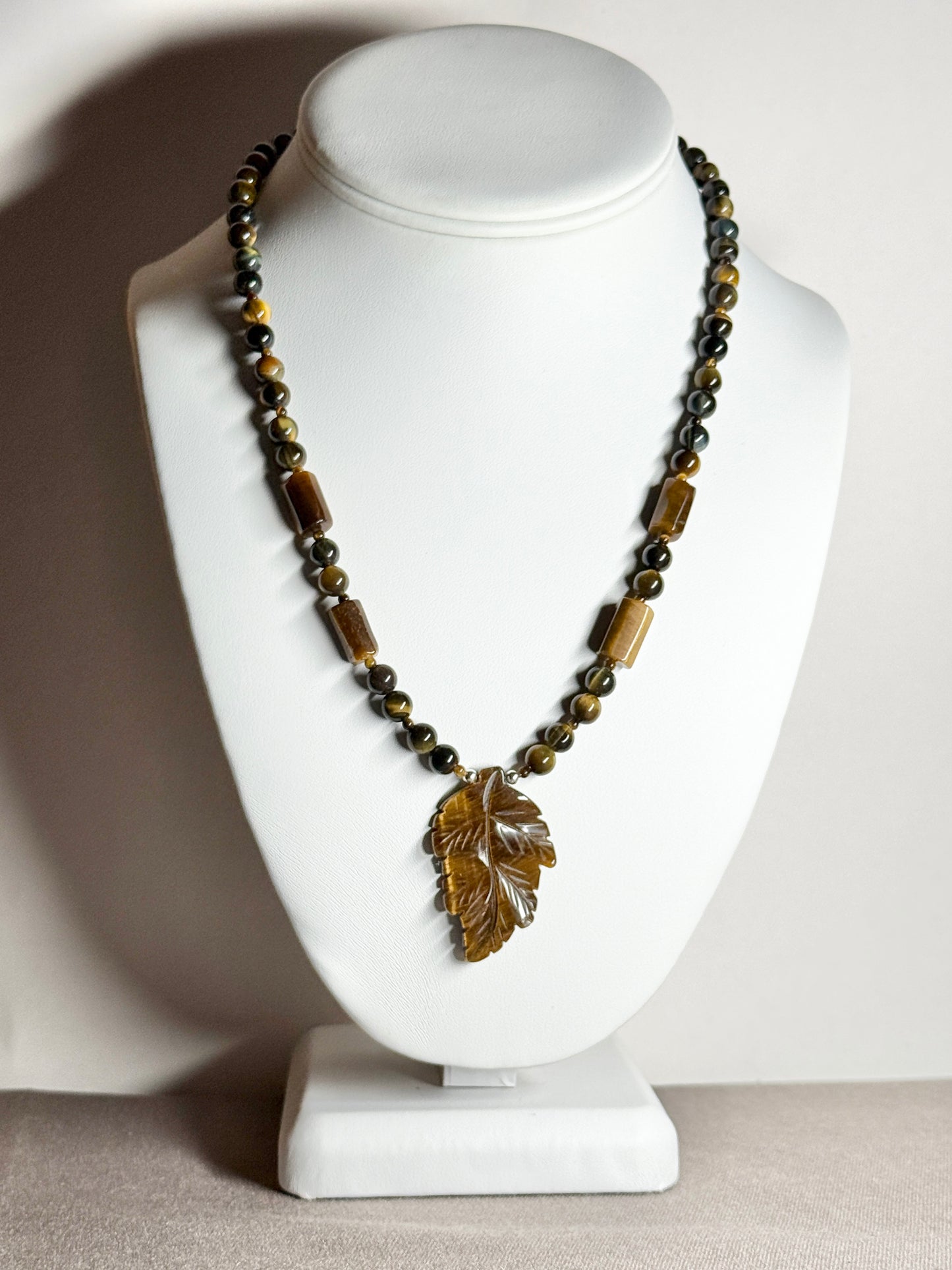 Tigereye Necklace, Leaf