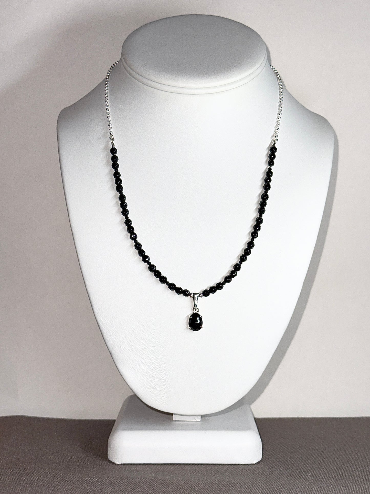 Black Onyx Necklace, Faceted