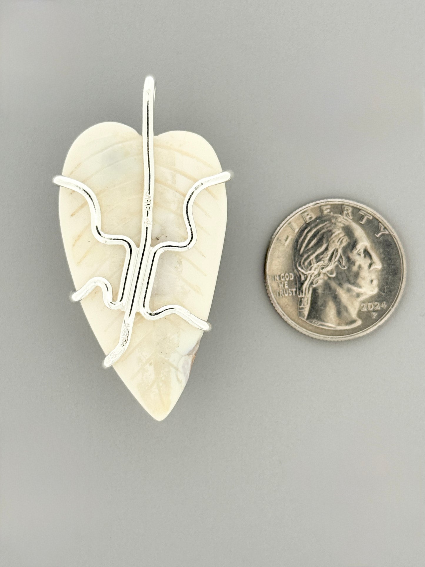 Ocean Jasper Hand-carved Frog on Leaf Prong Mount