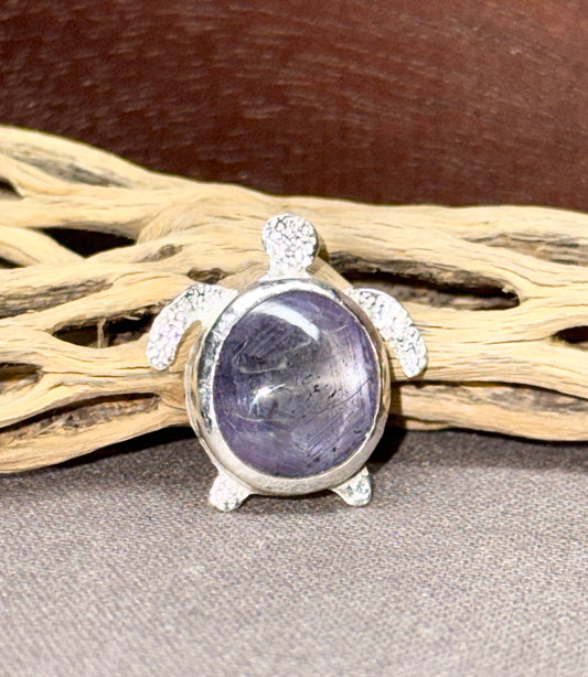 Black Star Sapphire Turtle Pendant
