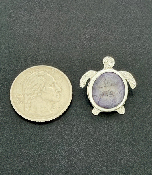 Black Star Sapphire Turtle Pendant
