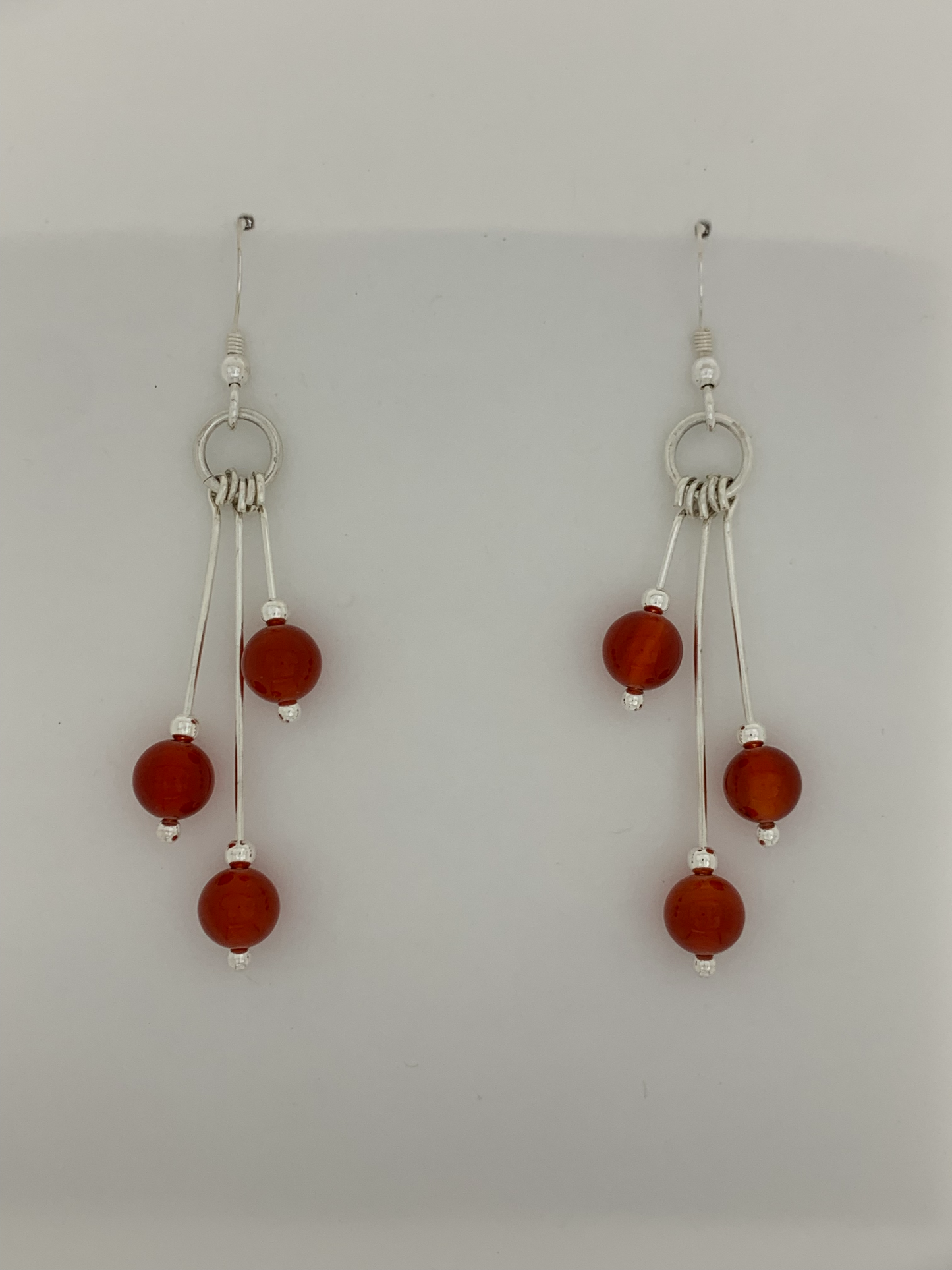 Carnelian Earrings, Tri-dangle