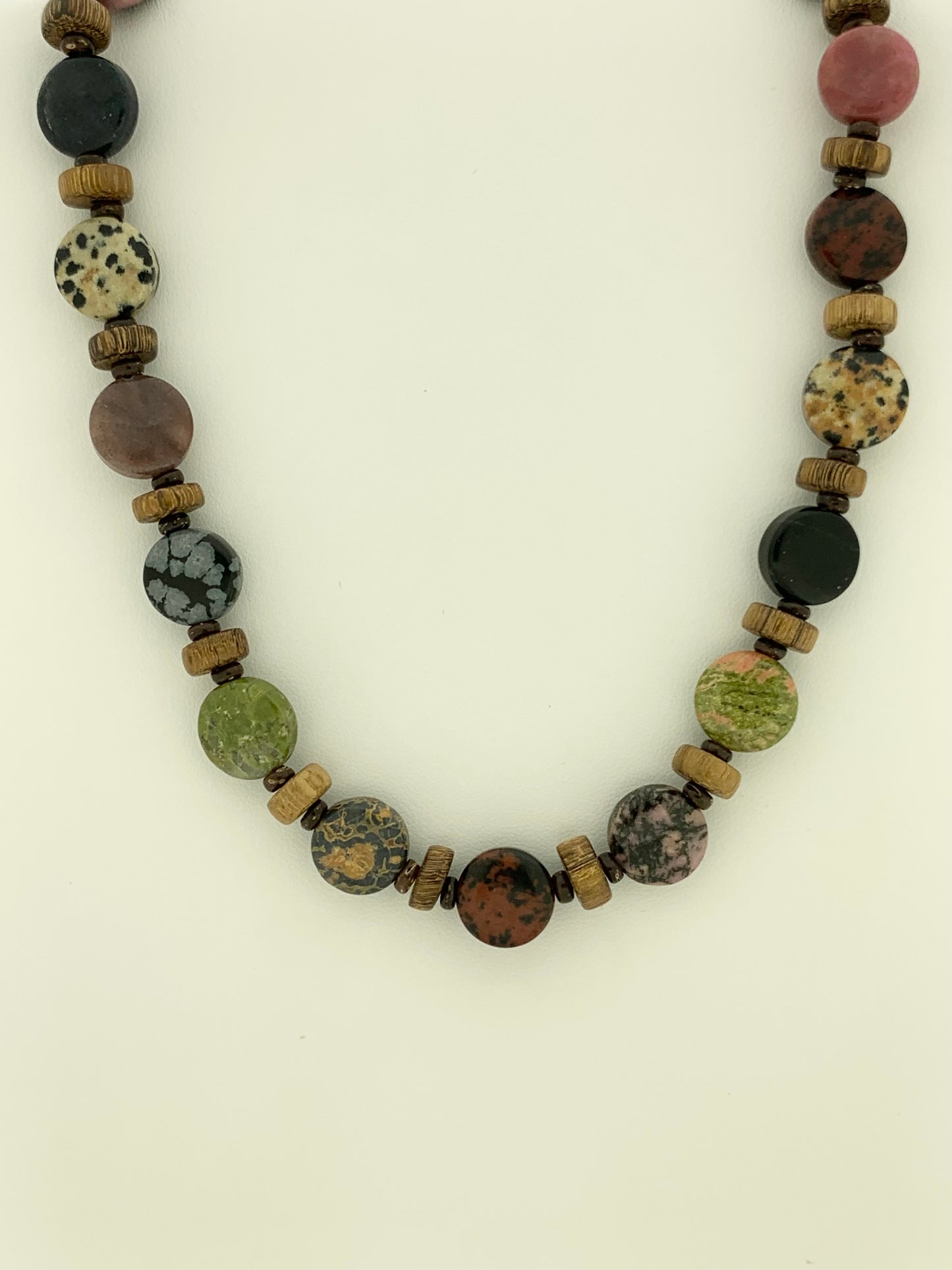 Multistone Necklace with Wood