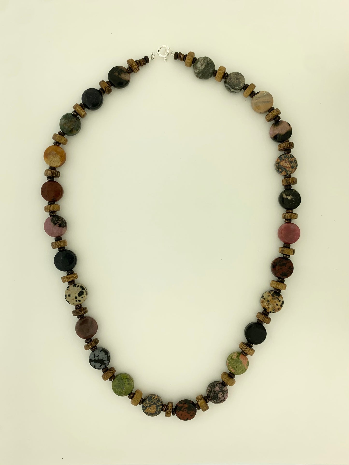 Multistone Necklace with Wood