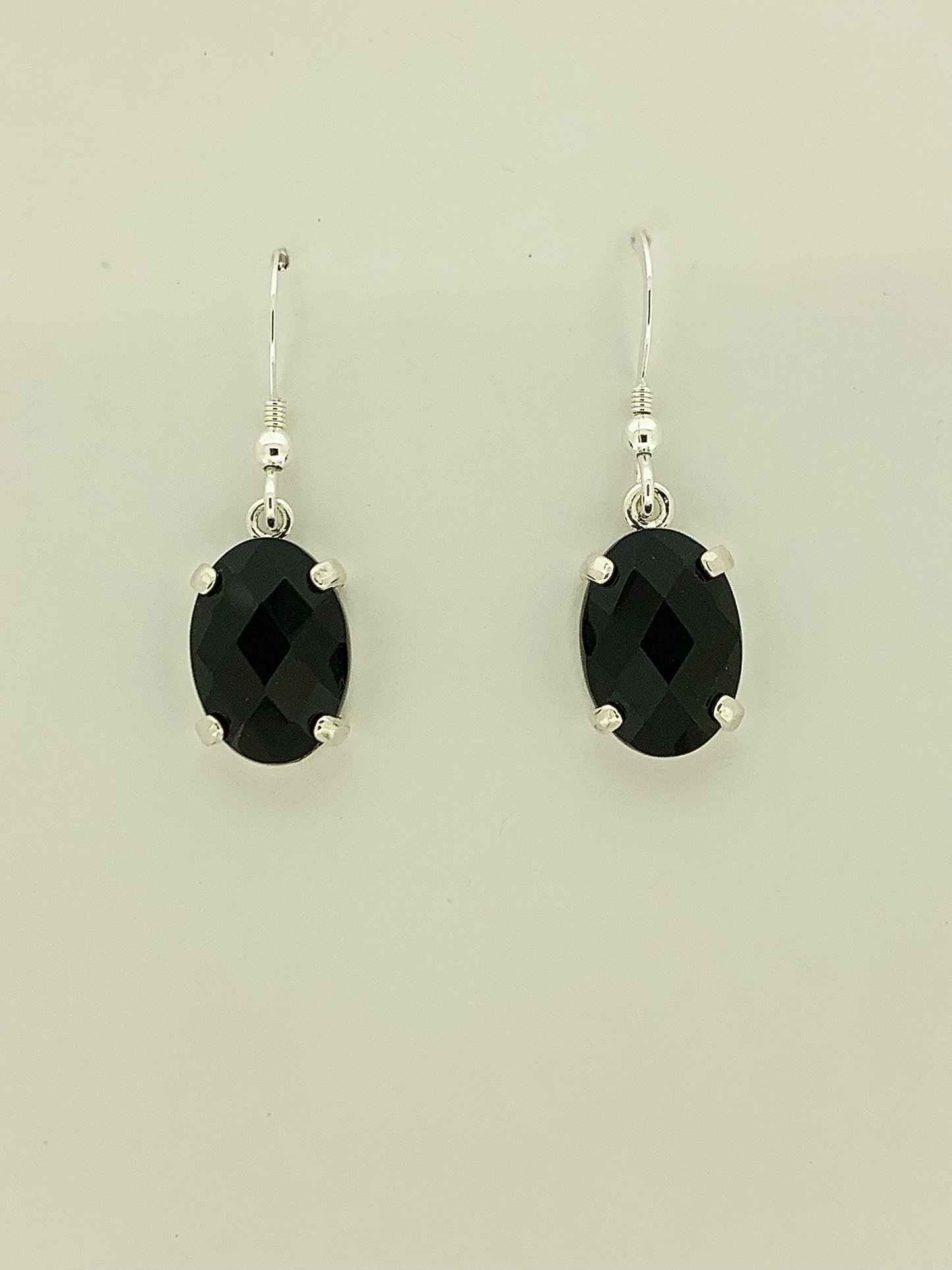 Black Onyx Earrings, Faceted