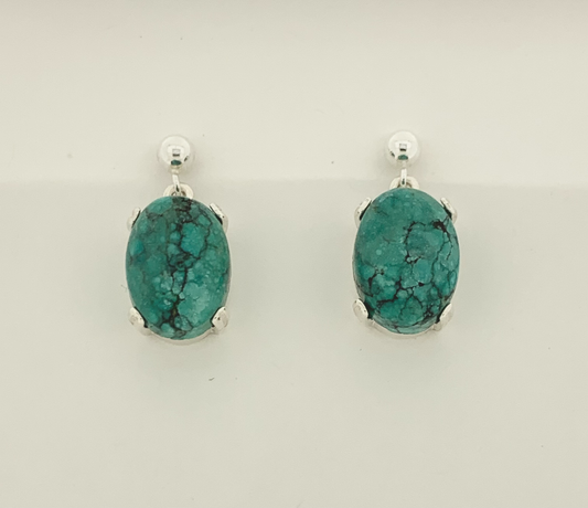 Turquoise Earrings, Ball-and-post