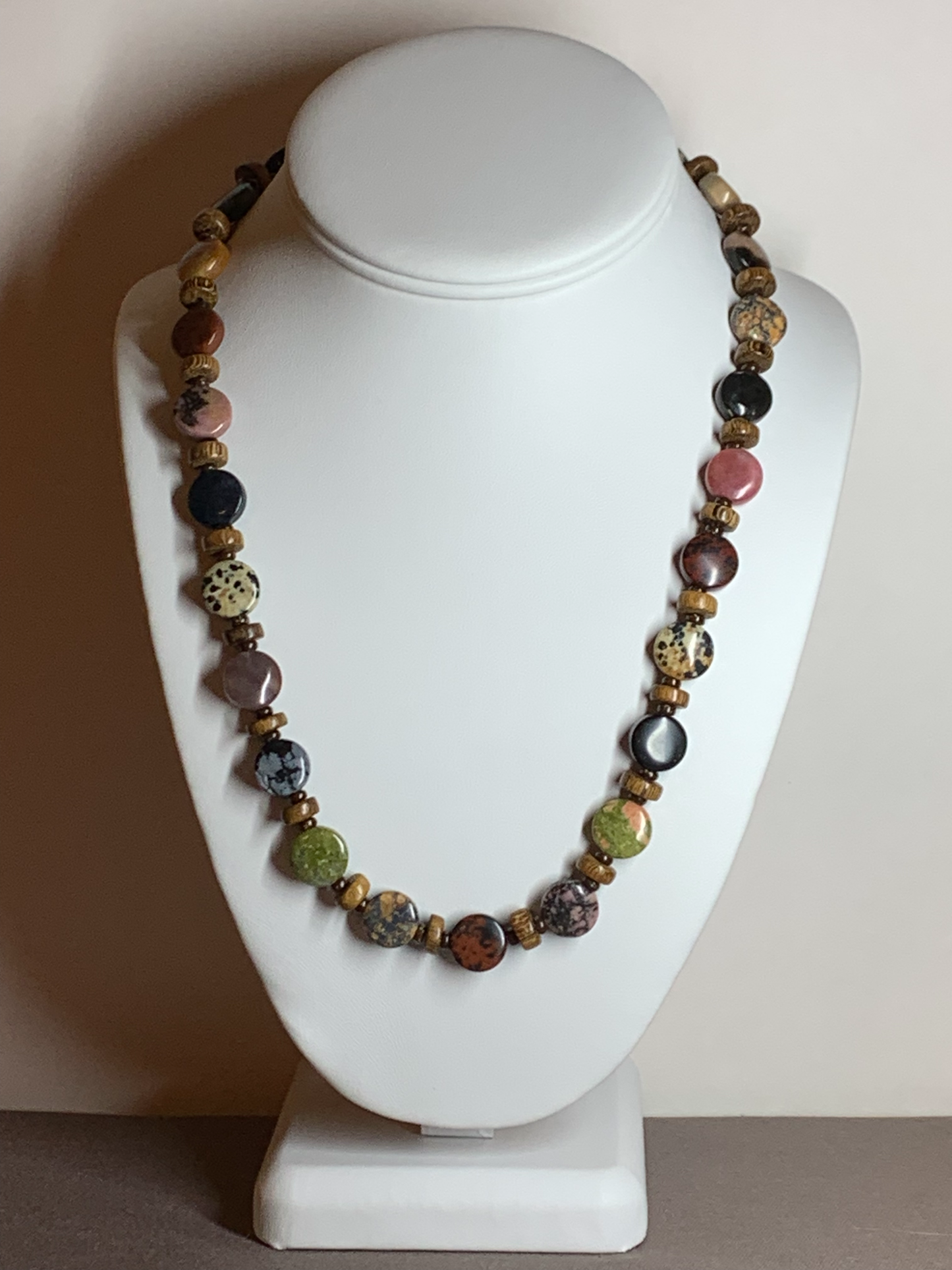 Multistone Necklace with Wood