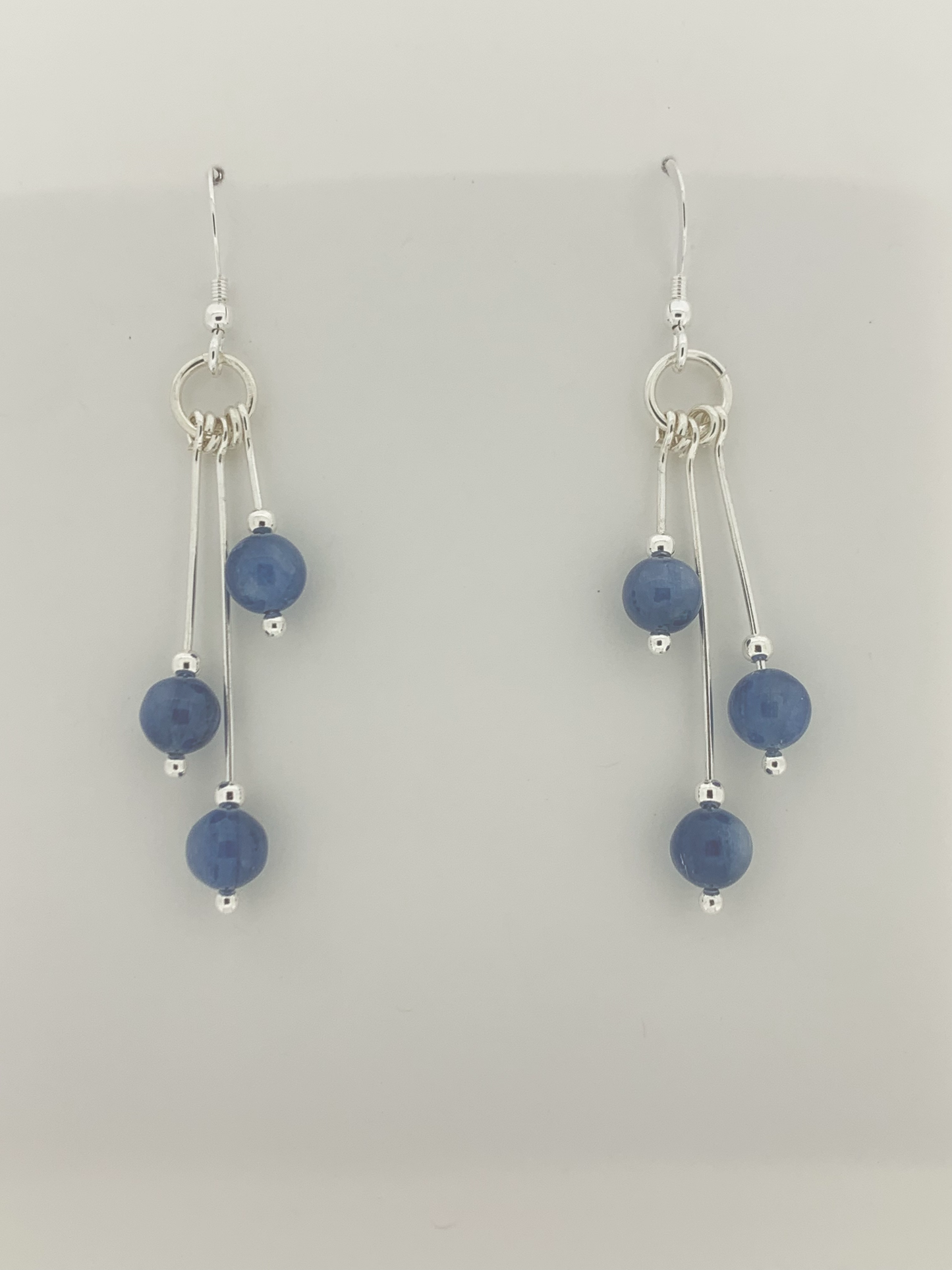 Kyanite Earrings, Tri-dangle