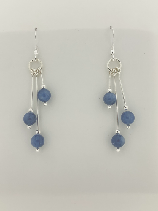 Kyanite Earrings, Tri-dangle