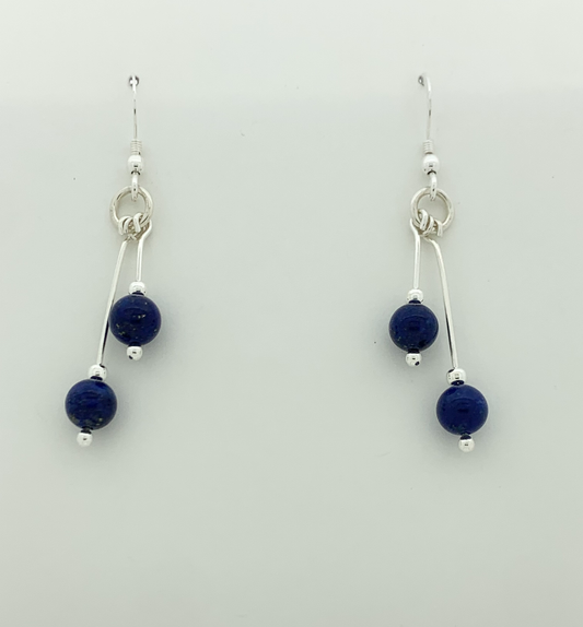 Lapis Lazuli Earrings, Bi-dangle