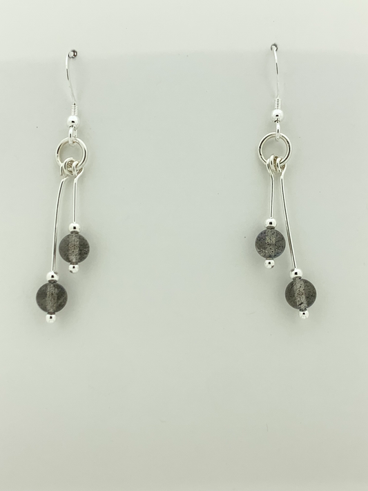 Labradorite Earrings, Bi-dangle