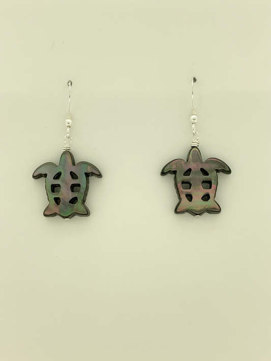 Mother of Pearl Earrings, Turtle