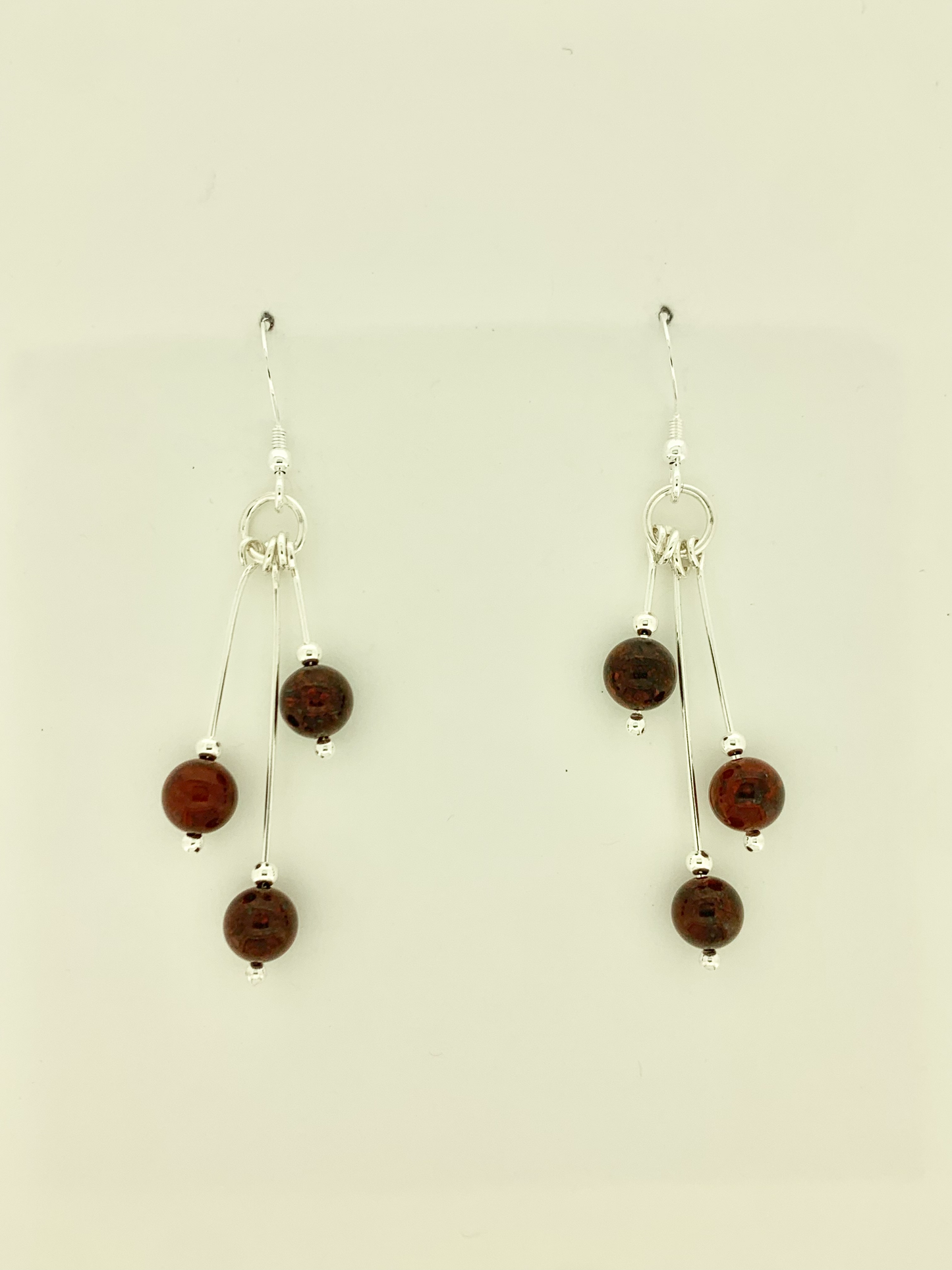 Flame Jasper Earrings, Tri-dangle