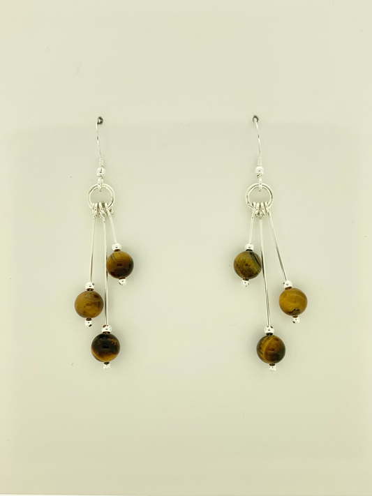 Tigereye Earrings, Tri-dangle