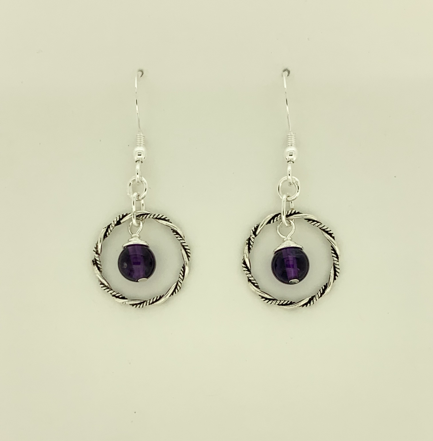 Amethyst Braided Hoop Earrings