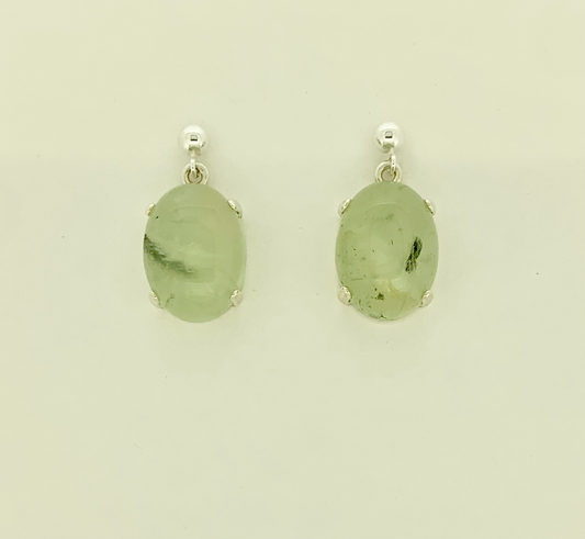 Phrenite Earrings, Ball-and-post