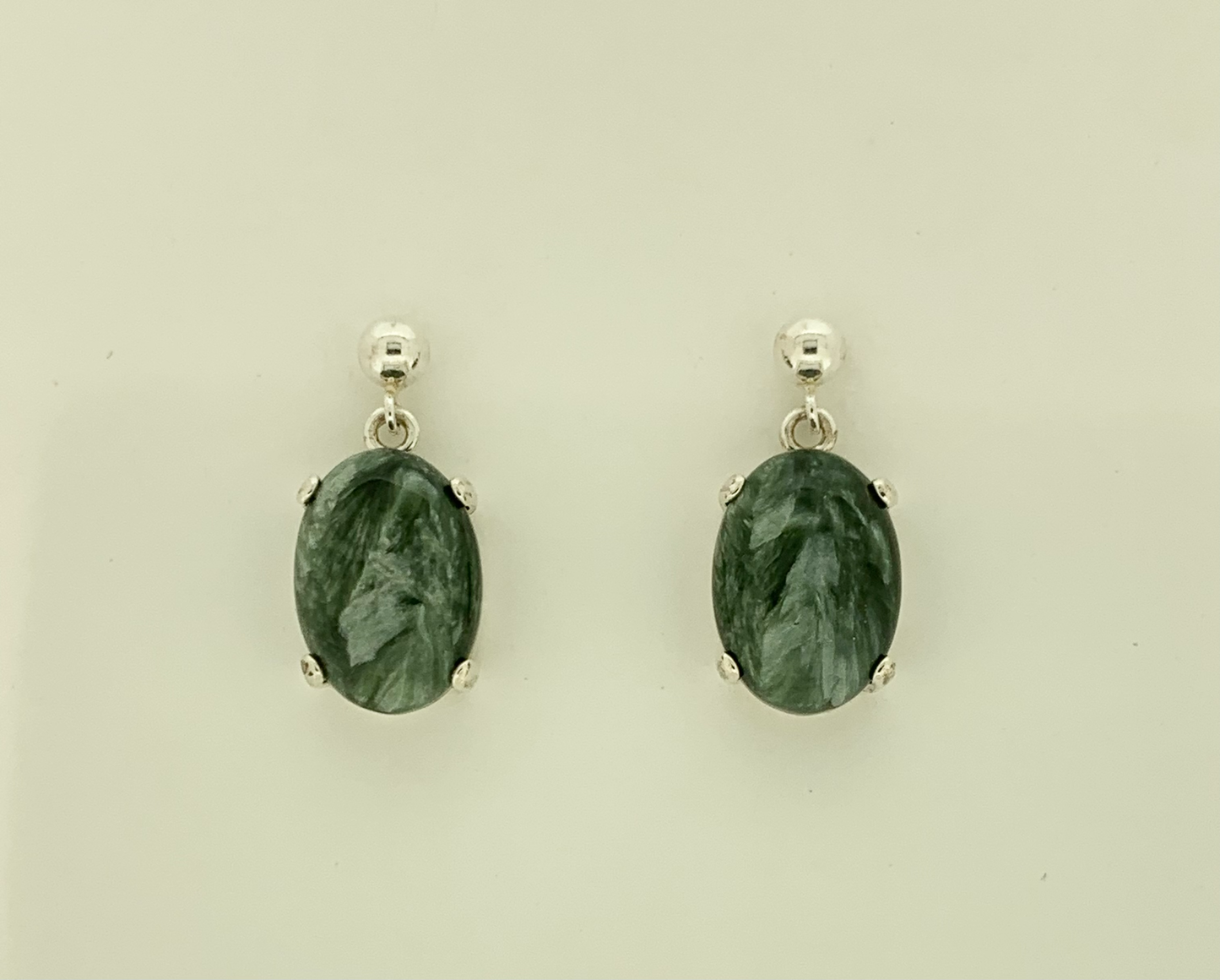 Seraphinite Earrings, Ball-and-post