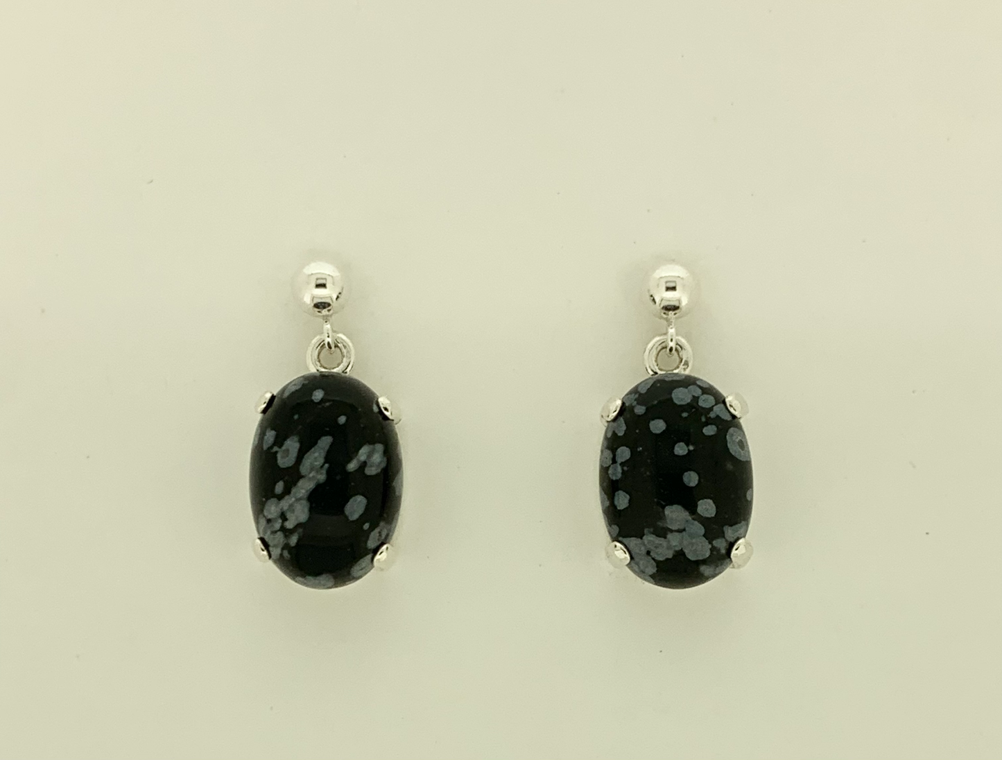 Snowflake Obsidian Earrings, Ball-and-post