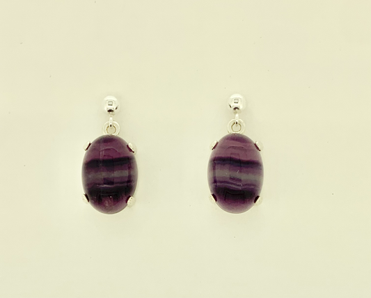 Fluorite Earrings, Ball-and-post