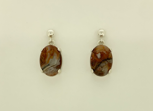 Laguna Lace Agate Earrings, Ball-and-post