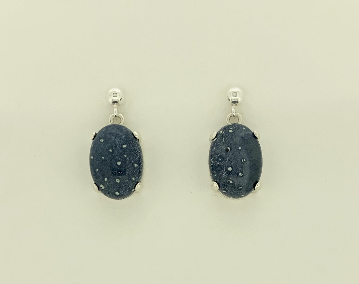 Blue Coral Earrings, Ball-and-post