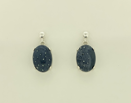 Blue Coral Earrings, Ball-and-post