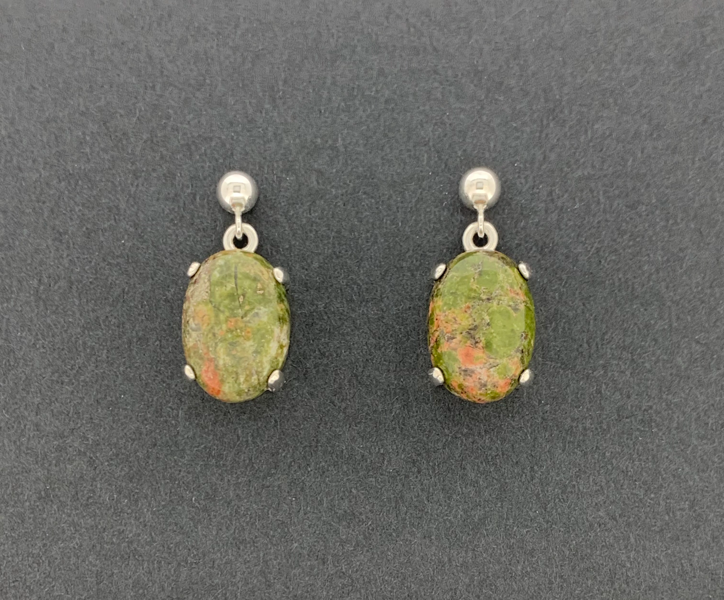 Unakite Earrings, Ball-and-post