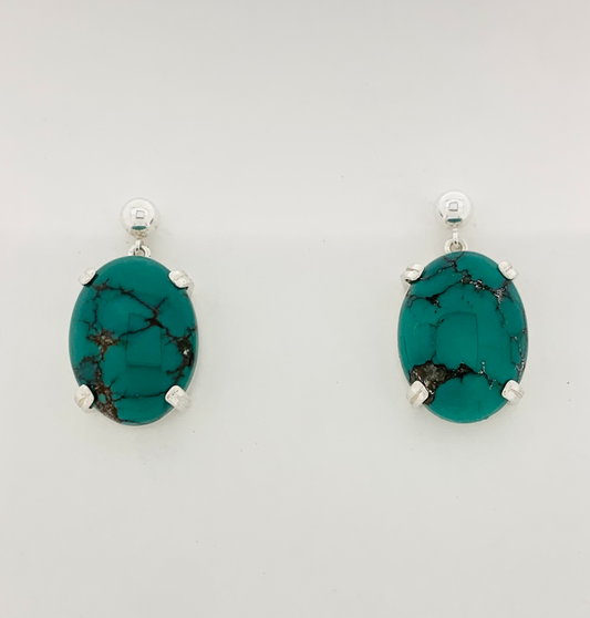 Turquoise Earrings, Ball-and-post