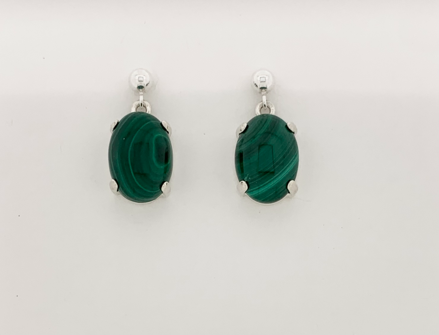 Malachite Earrings, Ball-and-post