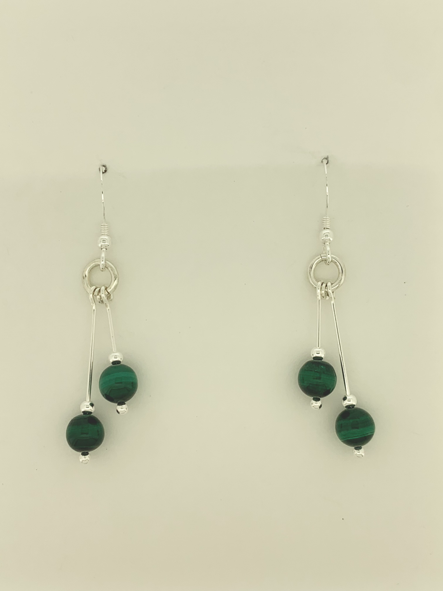 Malachite Earrings, Bi-dangle